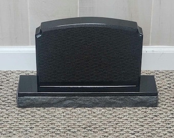 Laser Engraved Black Granite Infant Headstone: Cemetery Memorial Stone