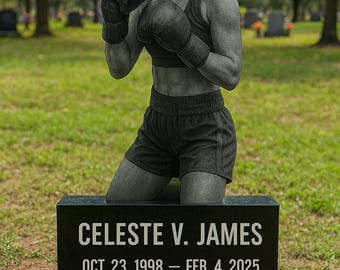 Life Sized Custom Headstone Cemetery Grave Marker Memorial Stones, Black Granite, Full Portrait Etchings