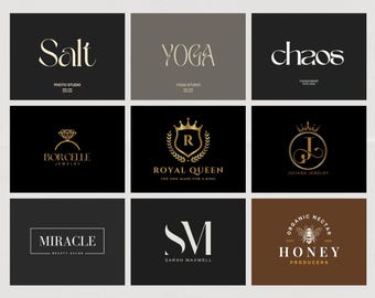 UNIQUE 100 LOGO TEMPLATES Bundle Instantly Elevate Your Brand! Easily Edit and Download.