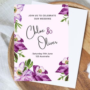 Instant Download Purple Pink Modern Wedding Invitations