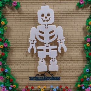 Flexible Skeleton Minifig Decoration 3D Printed Multiple Color Options Available including Glow in the Dark Perfect for Halloween