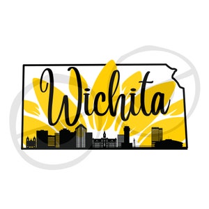 Wichita Kansas Yellow Sunflower svg - wichita - sunflower svg - state sgv - Kansas svg - Postkarten - Poster - Laser - Vinyl svg