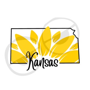 Girassol amarelo do estado de Kansas svg - girassol svg - estado sgv - Kansas svg - cartões postais - pôsteres - laser - vinil svg