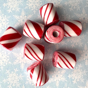 Peppermint Candy Cane Beads Red White Striped Beads With Hole Sizes: 2mm, 3mm, 4mm, 5mm, 6mm, 7mm, 8mm