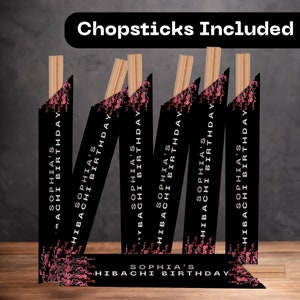 Personalized Chopsticks, Personalized Hibachi Chopsticks Sleeve, Teppanyaki Chopsticks, Hibachi Party, Hibachi Dinner Chopsticks, Chopsticks