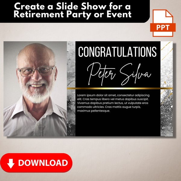 Retirement PowerPoint template, Retirement PPT, Retirement Slideshow, Retirement Celebration, Retirement editable template ppt, Download