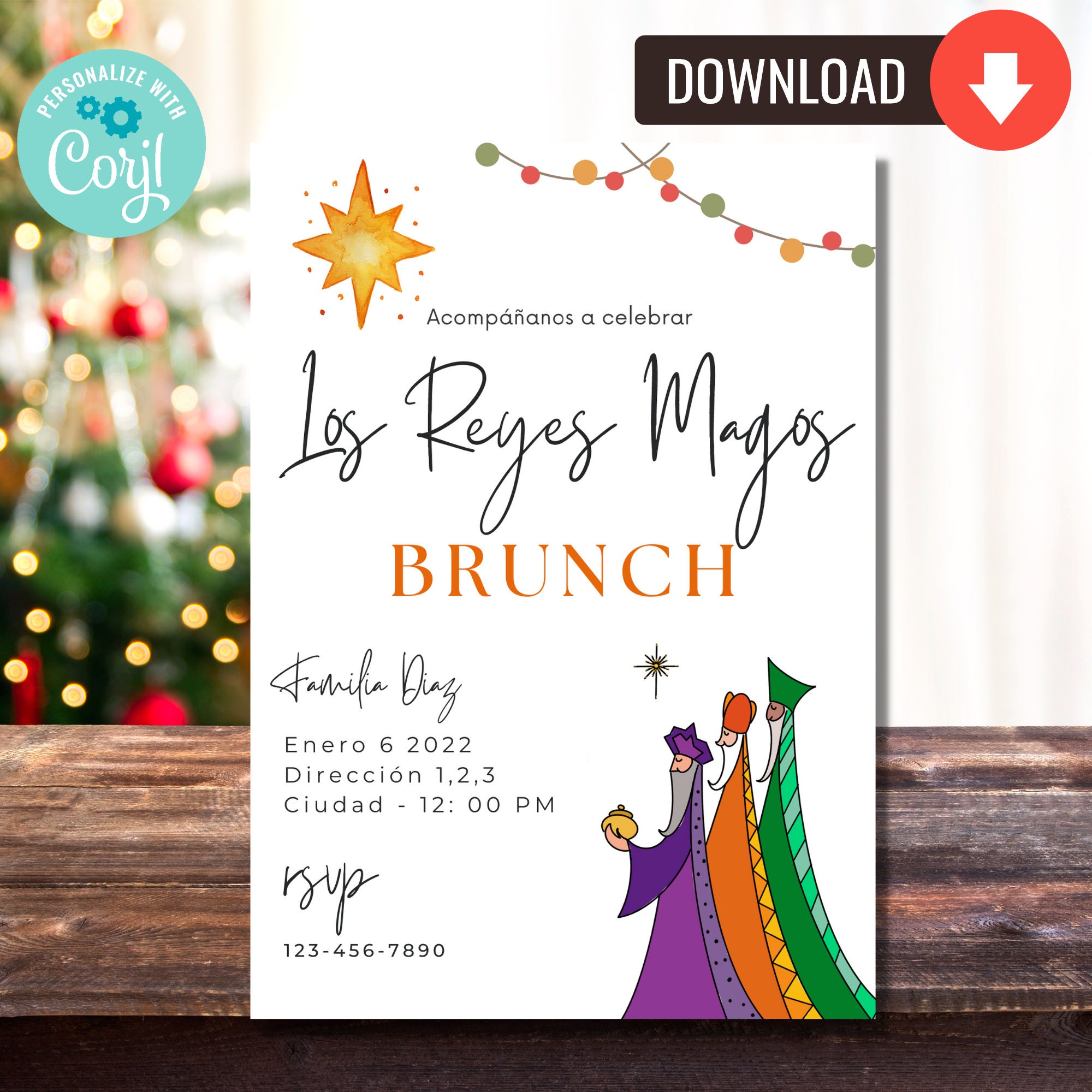 Three Kings Day Invitation, Dia De Los Reyes Invitation, Tres Reyes