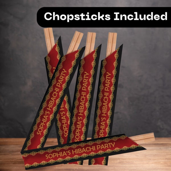 Personalized Chopsticks, Personalized Hibachi Chopsticks Sleeve, Teppanyaki Chopsticks, Hibachi Party, Hibachi Dinner Chopsticks, Chopsticks