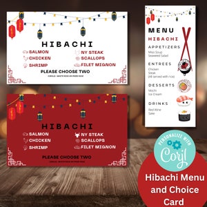 Menu Hibachi, Opções de Proteína Hibachi, Cartão de Escolha Hibachi, Menu, Festa Hibachi, Aniversário Hibachi, Evento Hibachi, Download Instantâneo, Editável