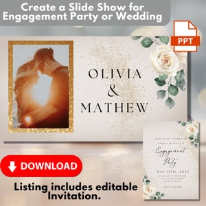 Engagement Powerpoint, Engagement Slideshow, Editable PPT, Wedding Slideshow, Wedding Powerpoint, Engagement party invitation, Download