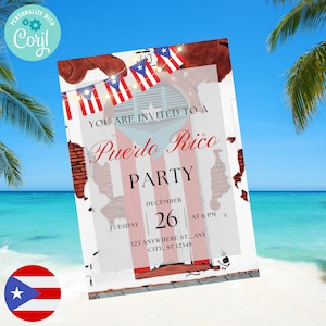 Puerto Rico Invitation, Puerto Rico Party Invitation, Puerto Rico get together invitation, Puerto Rico, Puerto Rico Menu, Digital, editable