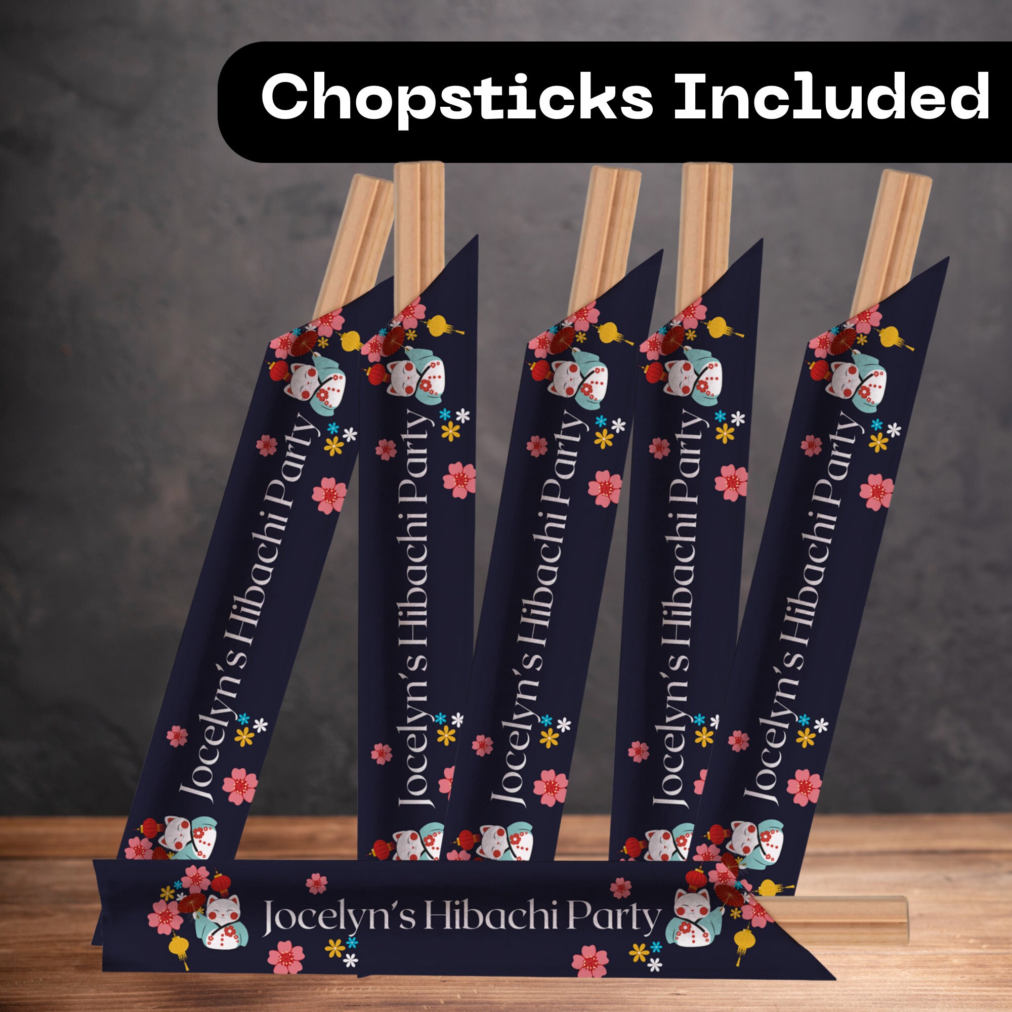 Personalized Chopsticks, Personalized Hibachi Chopsticks Sleeve, Teppanyaki Chopsticks, Hibachi Party, Hibachi Dinner Chopsticks, Chopsticks