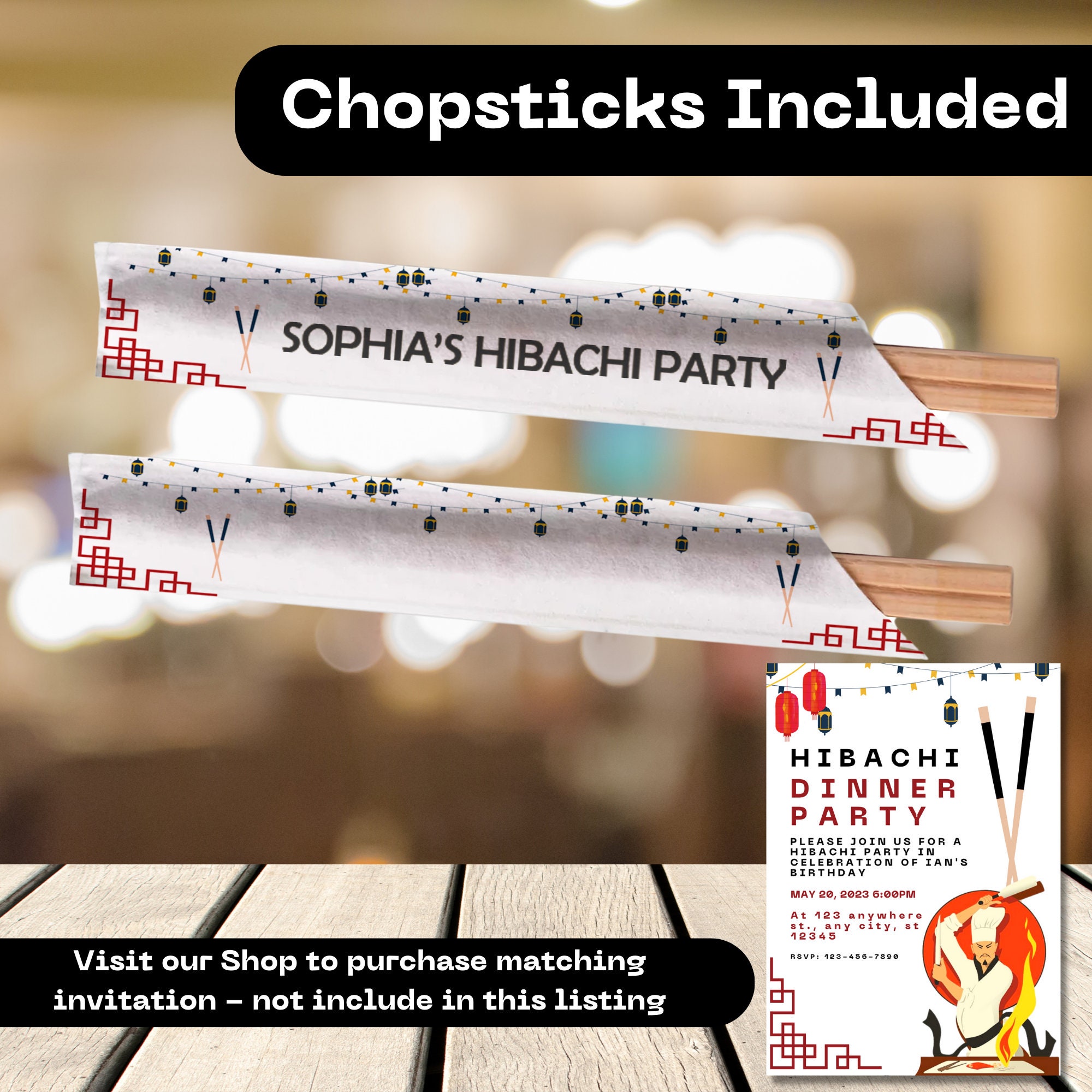 Personalized Chopsticks, Personalized Hibachi Chopsticks Sleeve