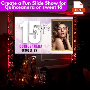 Quinceañera Slideshow, Sweet Sixteen Slideshow, Share memories, Powerpoint Quince 15, Birthday Slideshow, Instant Download PPT, 16 birthday