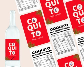 Coquito Labels, Holiday Gifts, Homemade Coquito Gifts, Coquito Drink Bottle Label with Puerto Rico Flag Instant Digital Download- You Print