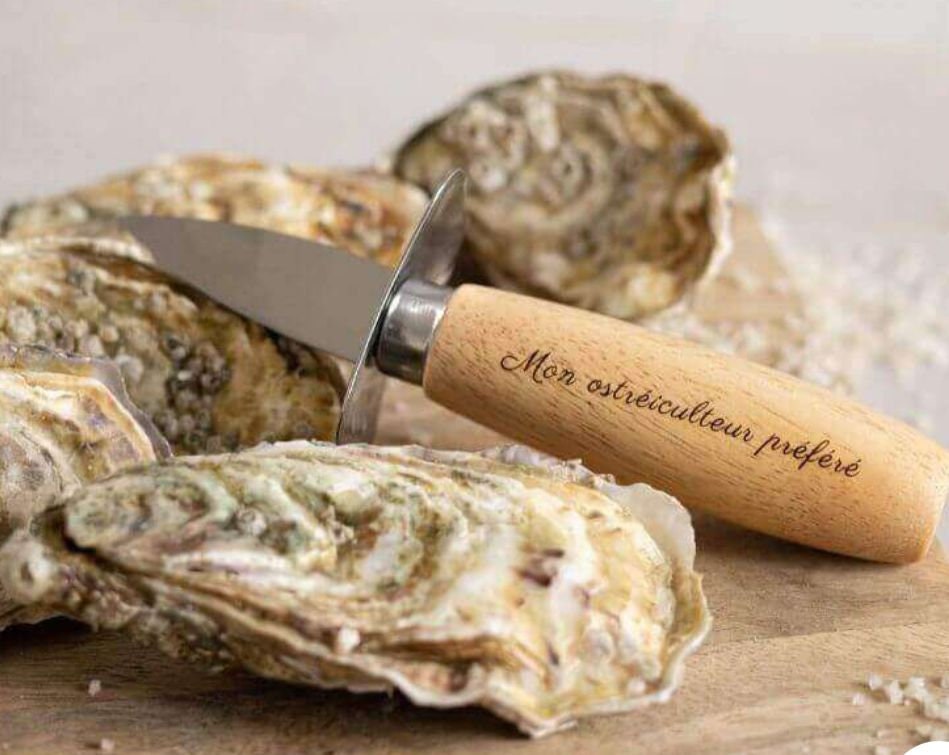 Ouvre-huître en acier inoxydable avec manche en bois, pince à écailler les  coquilles Saint-Jacques, fruits de mer