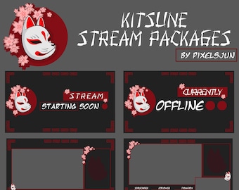 Kitsune Mask Stream Package, Cute Stream Pack, stream pack for twitch