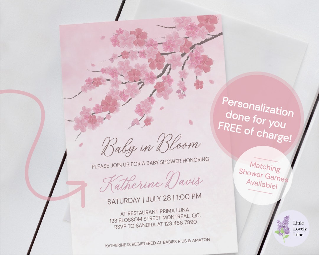 Personalized Baby Shower Invitation Baby Shower Girl Pink Baby Shower