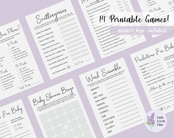 Baby Shower Games - Printable Baby Shower Games - Digital Download - Baby Shower Game Bundle - Minimalist Baby Shower Games