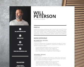 Moderne en professionele cv-sjabloon voor Microsoft Word, Apple Pages en Adobe InDesign.