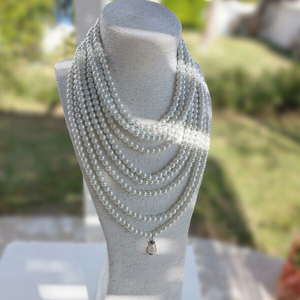 Button Pearl Chunky Neck Chain main image 1
