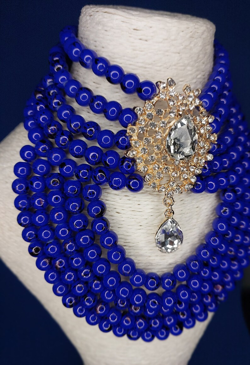 Luxury Blue Pearl Choker Necklace Trendy Choker Jewelry for Etsy