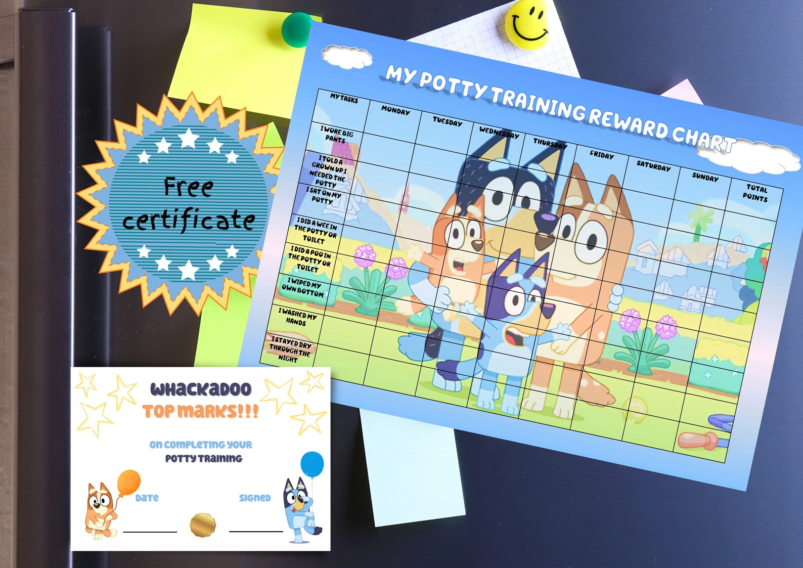 Printable Potty Training Chart Digital Download Blue Dog PDF &amp; PNG ...