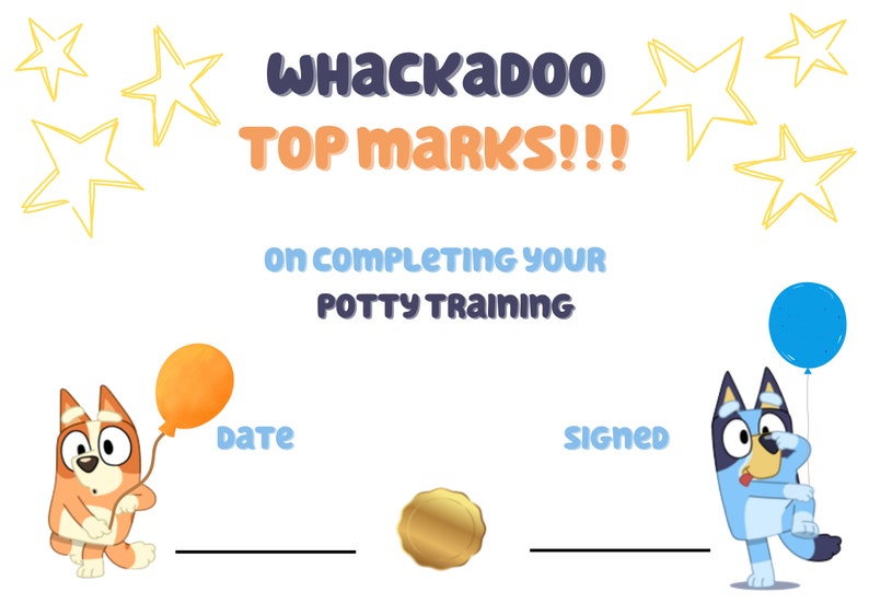 Printable Potty Training Chart Digital Download Blue Dog PDF &amp; PNG ...
