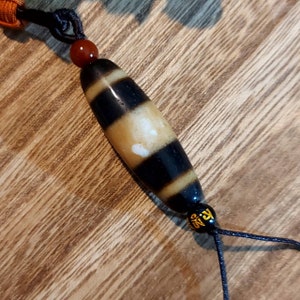 Special Pattern 2Lines Tibetan Old Agate dZi Bead (38mm x 12mm) Best Gift