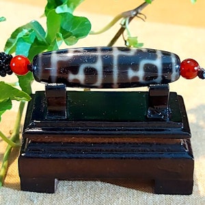 Special Pattern 8-Aquarius Tibetan Old Agate DZI Bead (43mm x 12mm)
