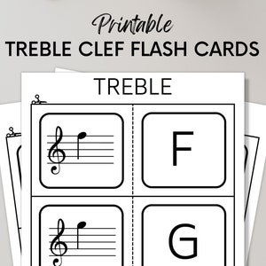 音楽理論を学びたい初心者ミュージシャンのためのト音記号フラッシュカード 学生向け印刷可能 音楽の音符を学ぶ すぐにダウンロードできる PDF