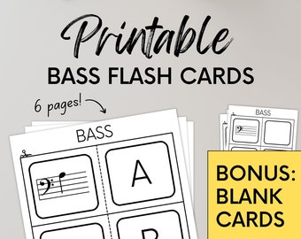 Flashcards Bass Clef pour les musiciens débutants qui veulent apprendre la théorie musicale pour les étudiants Imprimable Apprendre les notes de musique Téléchargement instantané PDF