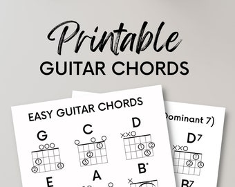 Guitar Chord Charts for Beginners Printable at Home on Standard U.S. Letter Size Play the Six String Learn Instant Download 22 Common Chords