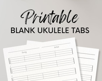 Blank Ukulele Tab Sheets for Beginners Tablature Printable at Home on Standard US Letter Size Play Ukelele Instant Download Teacher PDF Uke