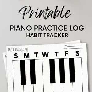 Piano Practice Chart Printable Music Education Log Habit Tracker Standard US Letter Fun Piano Student Gift Teacher Resource PDF Download