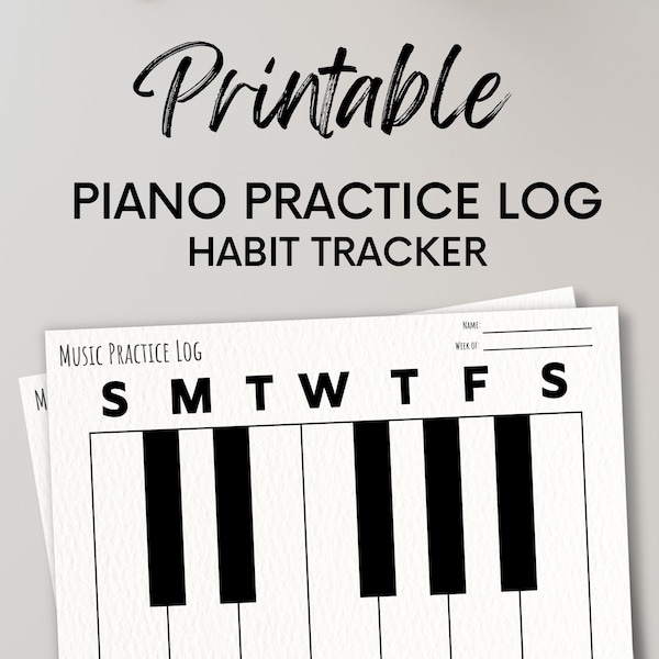 Piano Practice Chart Printable Music Education Log Habit Tracker Standard US Letter Fun Piano Student Gift Teacher Resource PDF Download