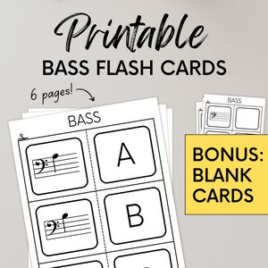 Printable Bass Clef Music Note Flashcards for Music Students Learning ...