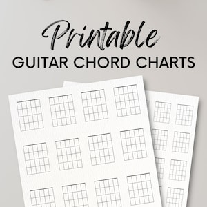 Tablas de acordes de guitarra en blanco para principiantes Regalo para guitarrista Imprimible en casa en tamaño carta de EE. UU. Toca la guitarra Descarga instantánea en PDF