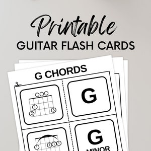 Cartes éclair d'accords de guitare pour débutants imprimables à la maison au format Lettre US Standard Play the Acoustic Téléchargement instantané Professeur PDF Électrique