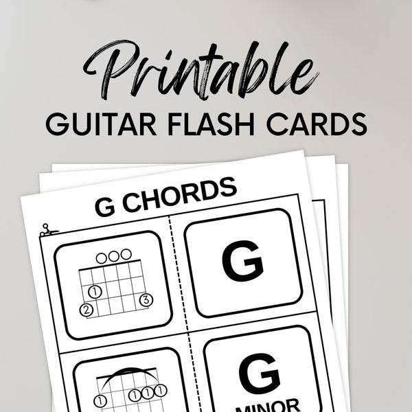 Guitar Chord Flash Cards for Beginners Printable at Home on Standard US Letter Size Play the Acoustic Instant Download Teacher PDF Electric