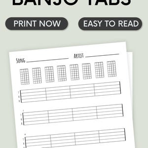 Banjo Tab Sheets – Printable 5-String Tablature for Beginners on PDF