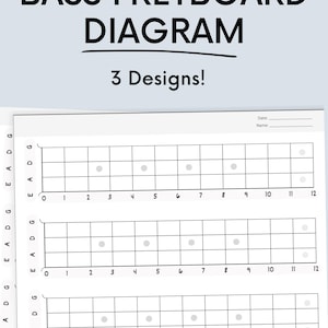 Printable Bass Guitar Fretboard Chart: 3 Designs (PDF Download)