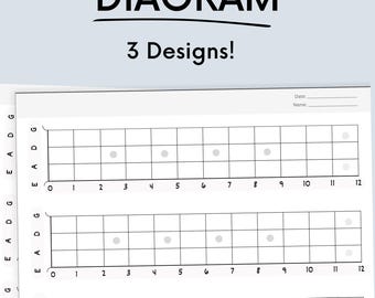 Bass Guitar Fretboard Chart – Printable Blank Neck Diagrams on PDF
