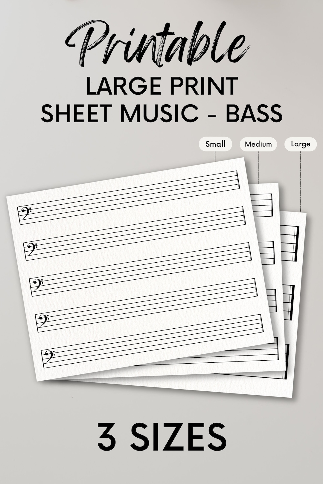 Printable large print blank sheet music bass clef manuscript paper