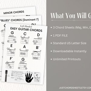 Printable Left Handed Guitar Chord Charts for Beginners Print at Home ...
