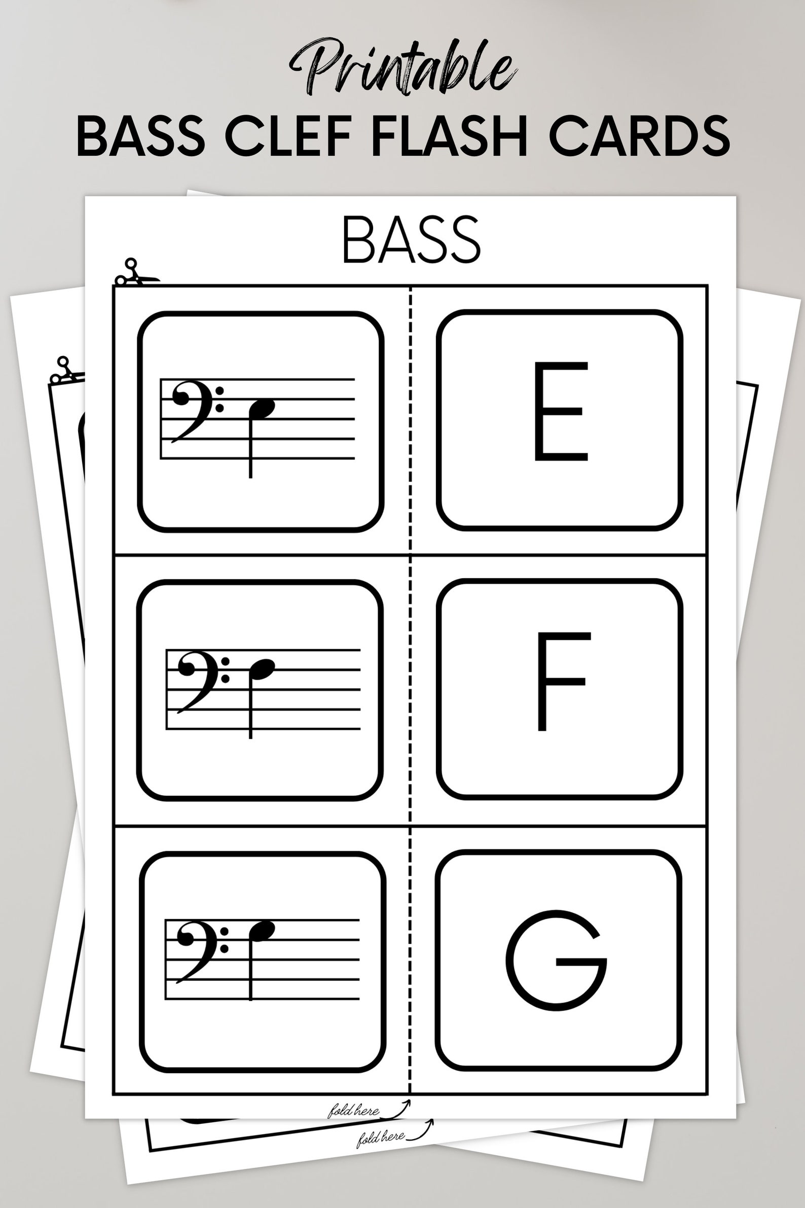 Bass Clef Flashcards for Beginner Musicians Who Want to Learn Music ...