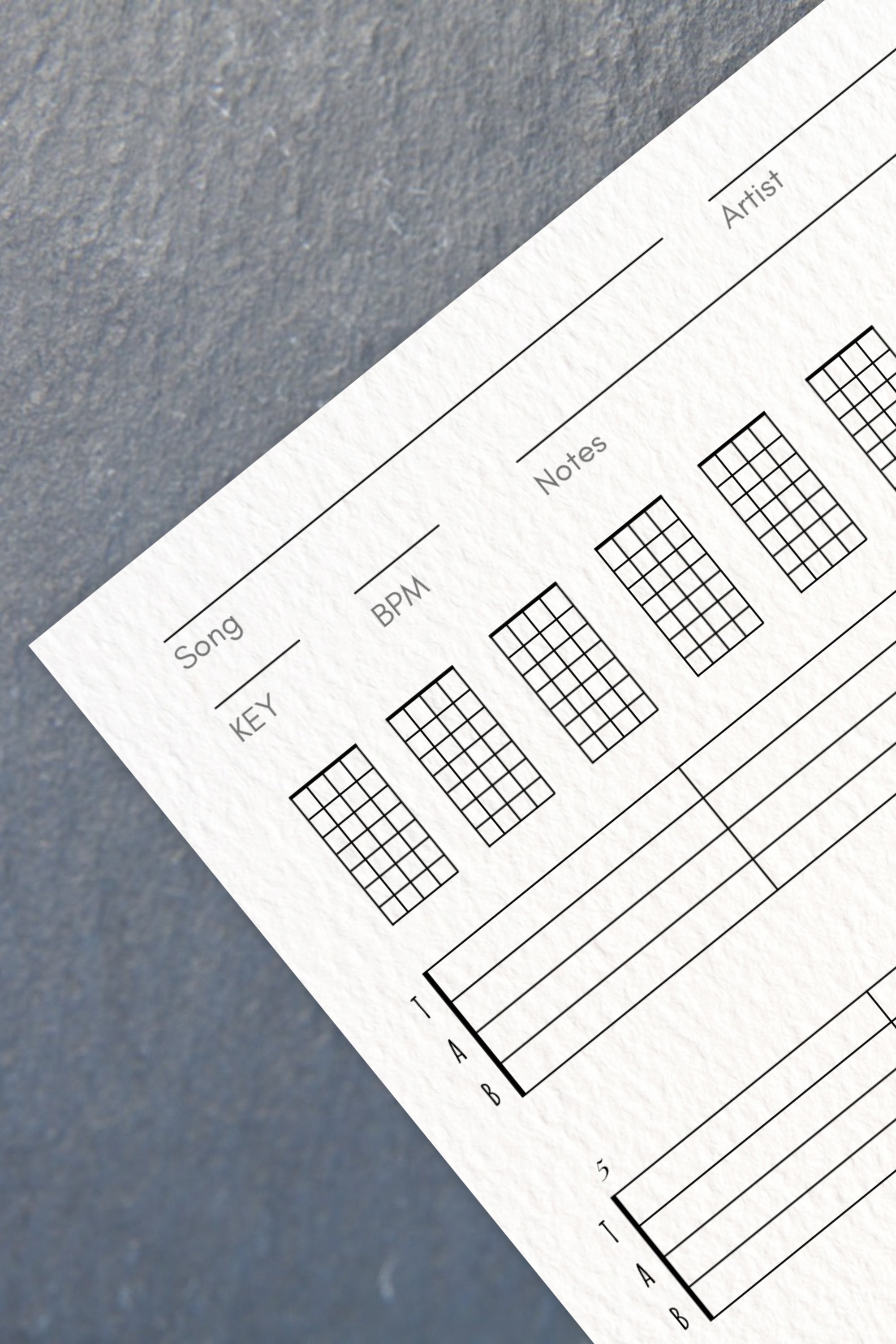 Blank 5 String Bass Tabs Plus Scale Charts for Beginners Printable at