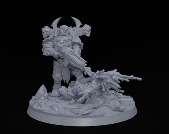 Grimdark Brawler Miniature: 28mm Sci-Fi Wargame Diorama