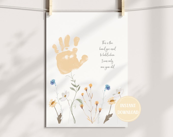 One Handprint One Year Old Handprint Craft Toddler Handprint Art Baby Handprint DIY ...