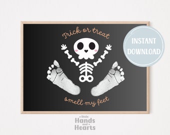 Trick or Treat Smell My Feet Skeleton Handprint Craft Halloween DIY My First Halloween Handprint Art Personalized DIY Gift